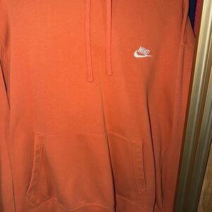 Nike Orange Pullover Hoodie with White Swoosh